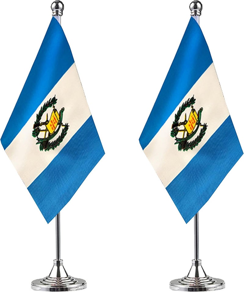 WXTWK 2 Pack Guatemala Flag Guatemalan Desk Flag Small Mini Guatemalan Table Flags With Stand Base,Home Office Festival Events Celebration Decorations - Image 1